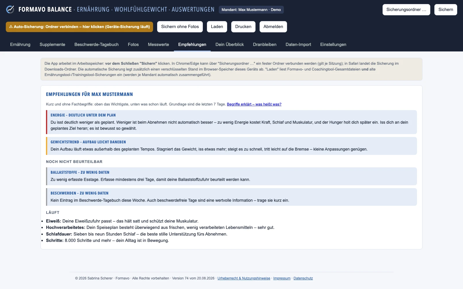 Formavo Balance: Klartext-Empfehlungen